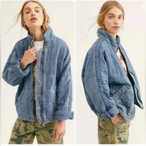 Free People Denim Quilted Jacket